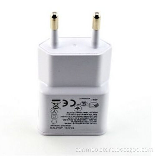 EU Plug Dual USB Travel Wall Charger for iPhone/iPad/Samsung (White)